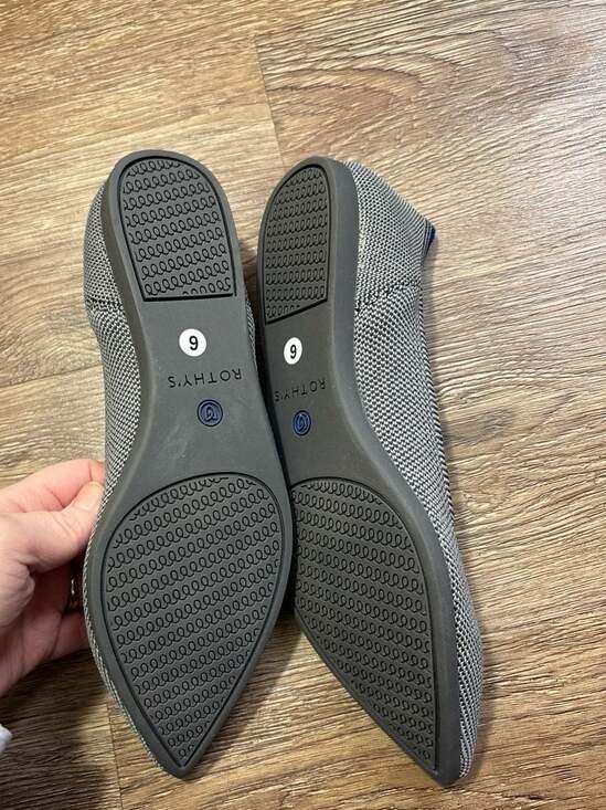 Rothy's The Point Women's Pointed Toe Ballet Flats Grey Birdseye Mesh Size 6 - Picture 3 of 4